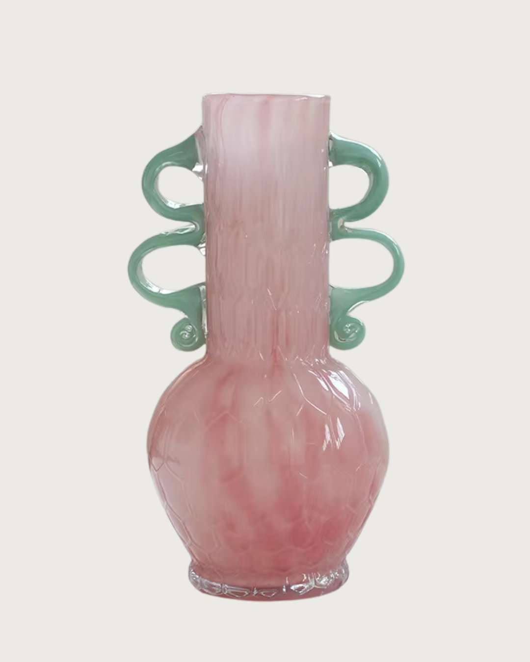 Glass Vase with Geometric Ring Handle