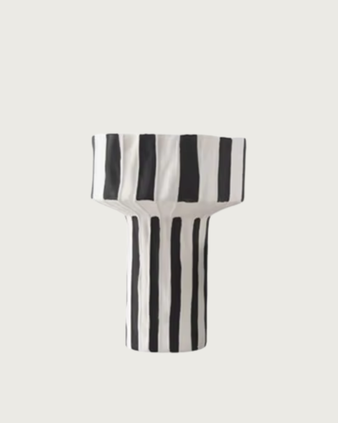 Modern Black & White Stripe Ceramic Vase