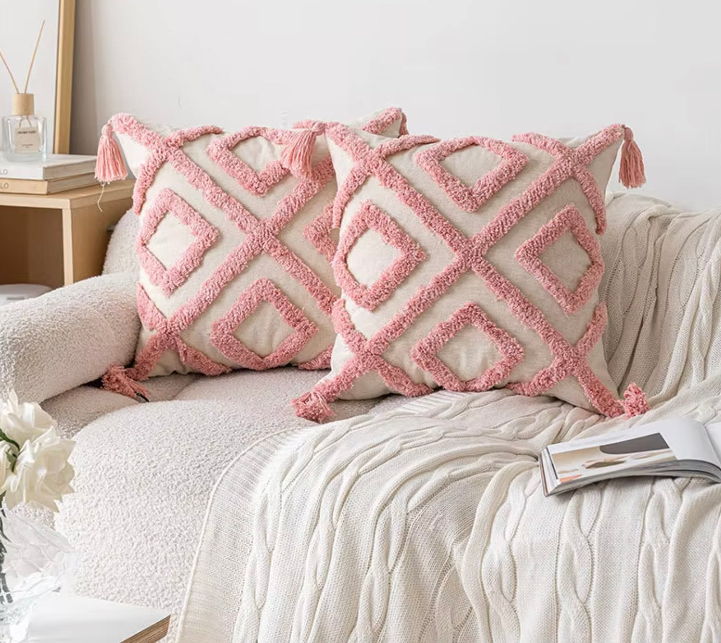 Pink Plush Sofa Throw Pillow Cover