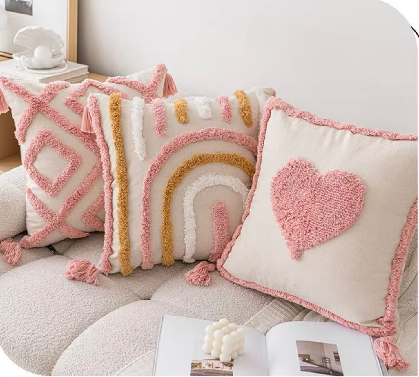 Pink Plush Sofa Throw Pillow Cover