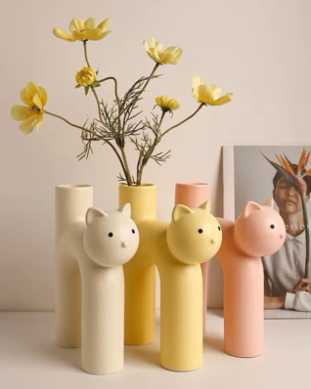 Cat Ceramic Flower Vase