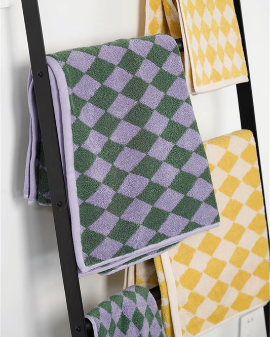 Retro Diamond Checkered Pure Cotton Towel