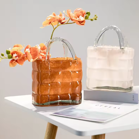 Handbag-Shaped Clear Glass Vase