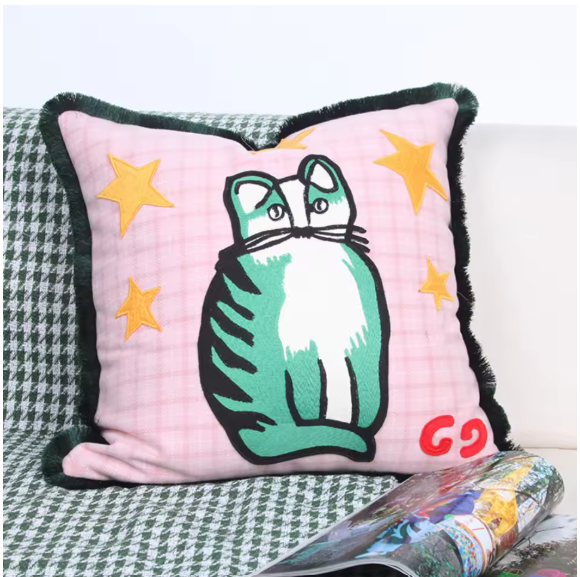 Pink Tiger Tassel Pillowcase