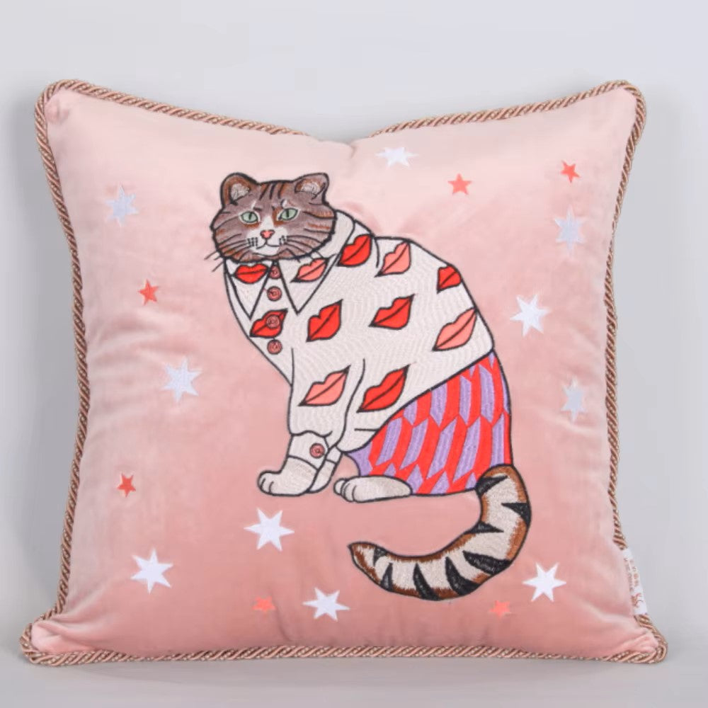 Pink Tiger Tassel Pillowcase