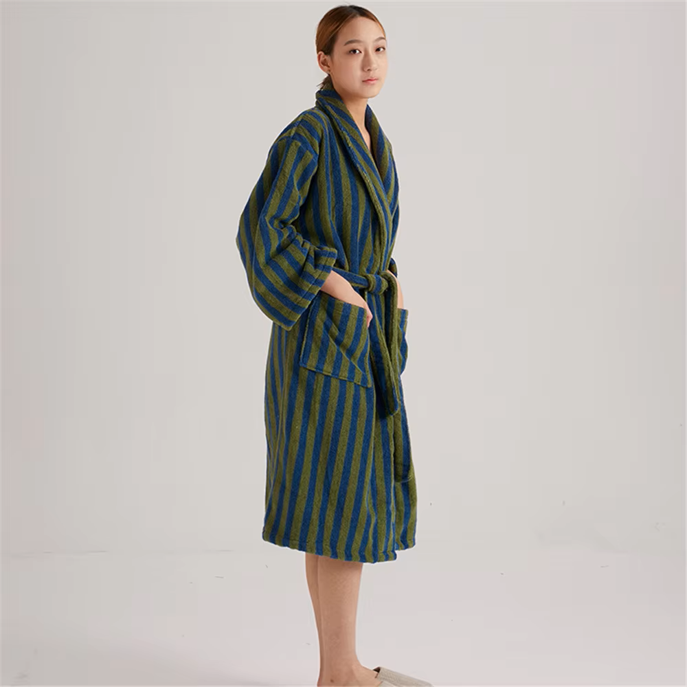 Unisex Retro Checkerboard Cotton Bathrobe