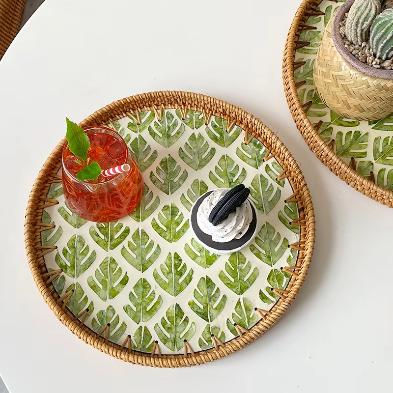 Shell Luxe Rattan Tray