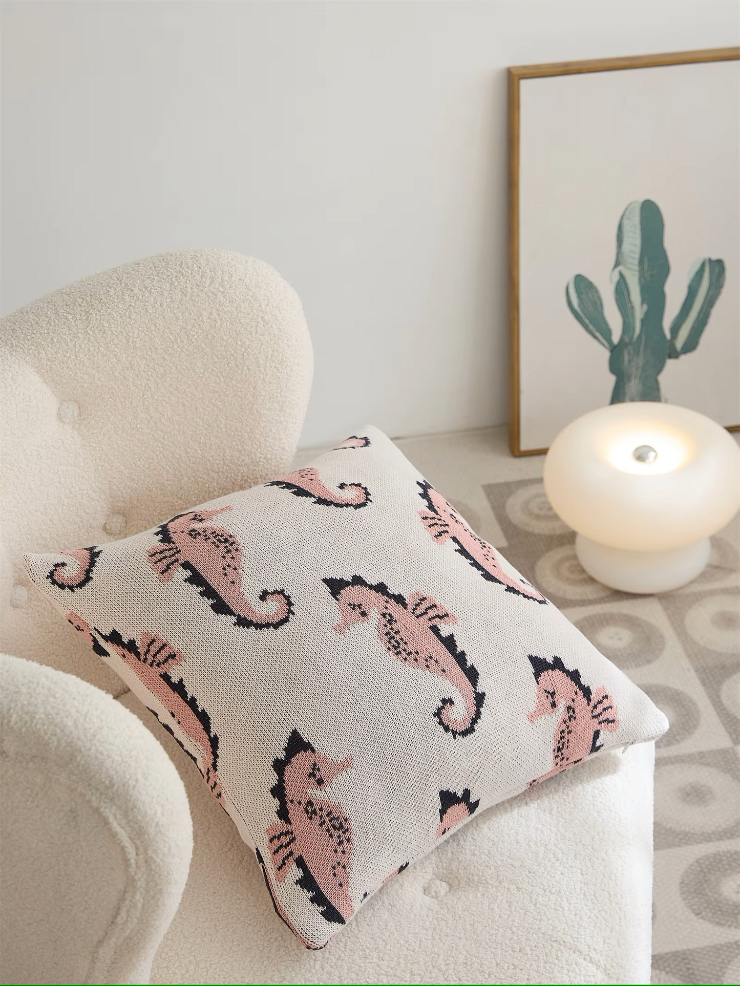 Sea Horse Pattern Knitted Pillow Case