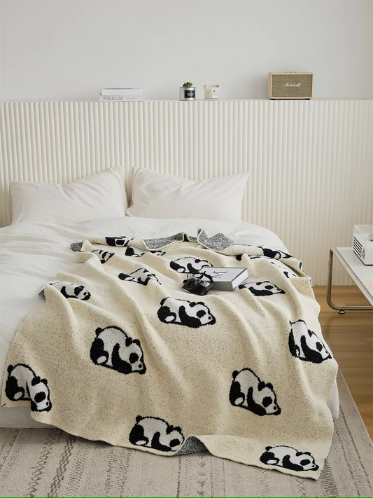 Panda Jacquard Throw Blanket