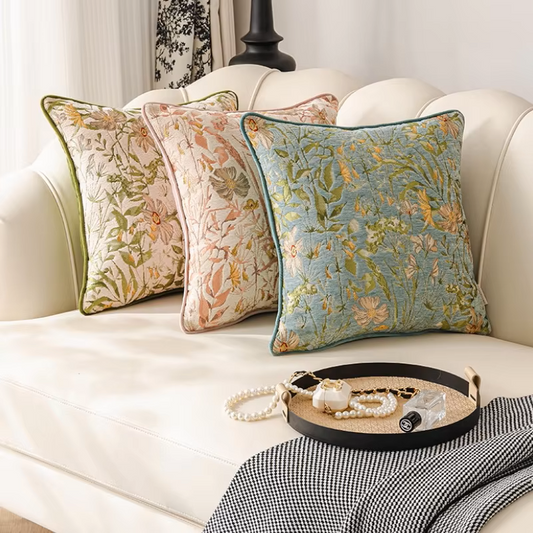 Luxury Chenille Fabric Floral Pillow Cover