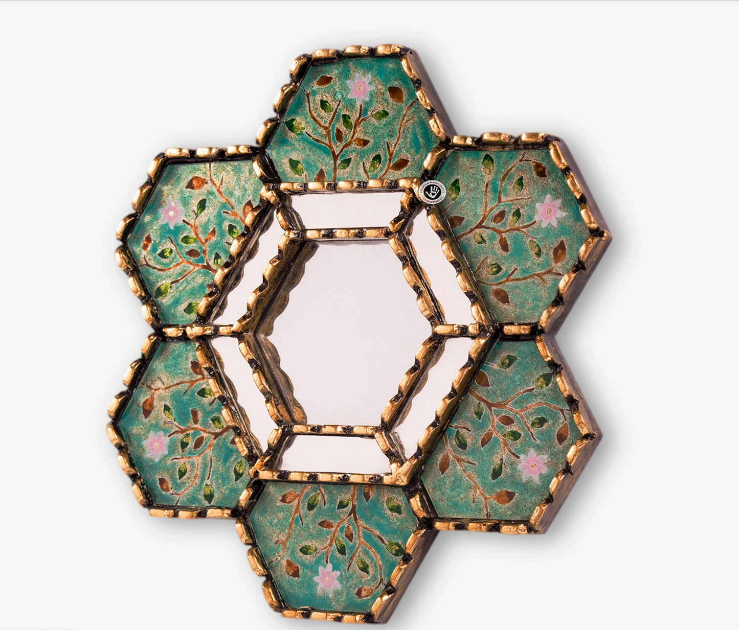 Turquoise Accent Mirror with Gold Leaf (3 pieces)