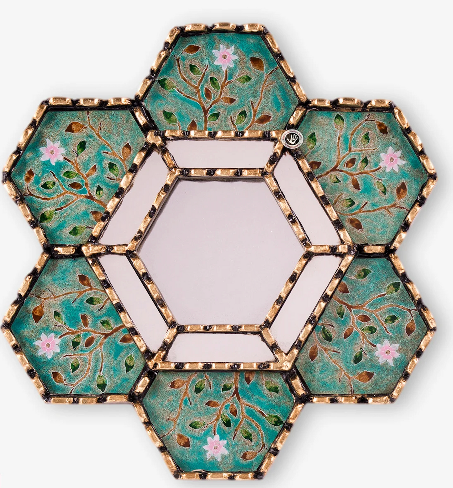 Turquoise Accent Mirror with Gold Leaf (3 pieces)