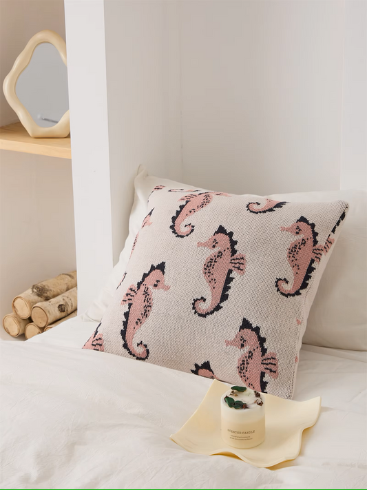 Sea Horse Pattern Knitted Pillow Case